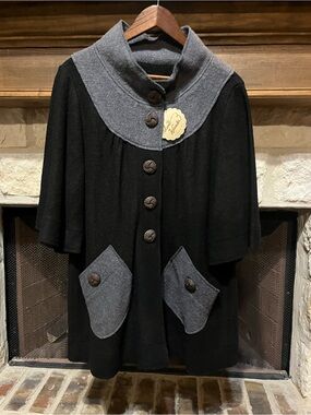 Aunt Wanda Anthropologie Button Front Wimsigoth Lagenlook Wool Blend Jacket NWT